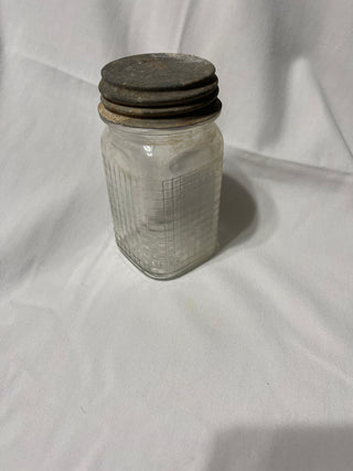 vintage small clear jar with lid