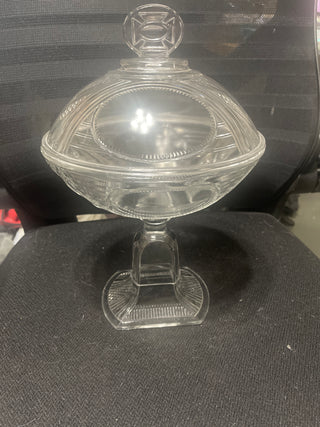 antique clear glass compote