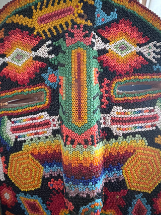 Mexican Huichol folk art beaded mask