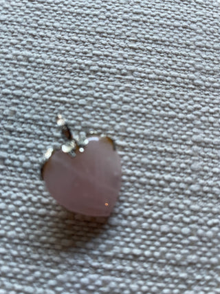 Rose quartz heart pendant sterling silver