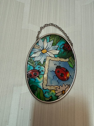 Stained Glass Suncatcher Ladybug Oval 3.25"