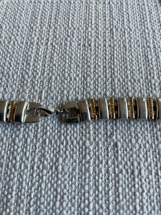 Vintage Napier Silver tone gold tone, choker style bar necklace