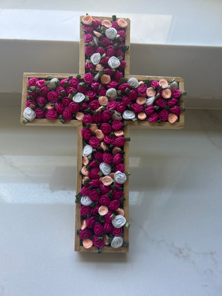 Pink Flower Cross