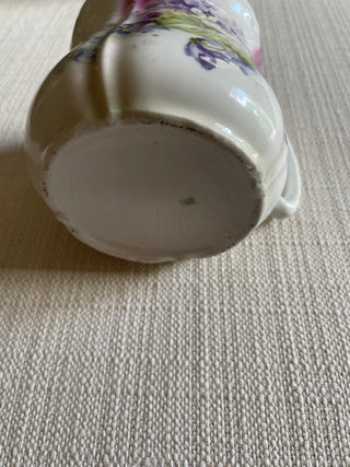 Vintage Porcelain Shaving  Purple Pink Flowers Victorian Antique