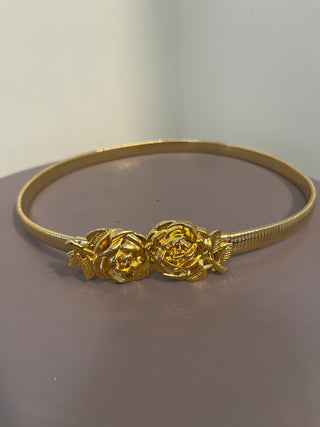 Gold tone rose latch belt