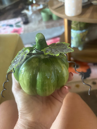 Small green ceramic pumpkin