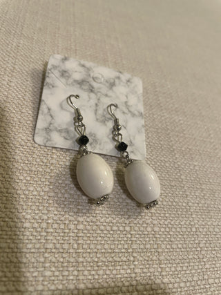 Premier Designs Jewelry - "Artzy" Silver Plated Glass White Dangle Earrings