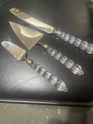 clear glass serving utensils three