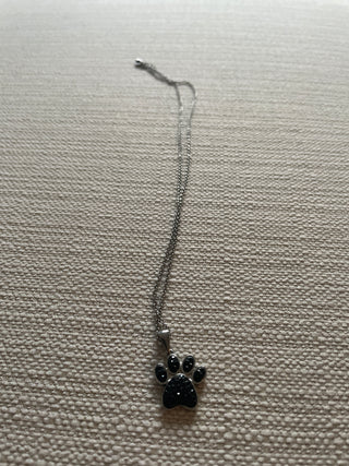 Dog paw print Silvertone necklace