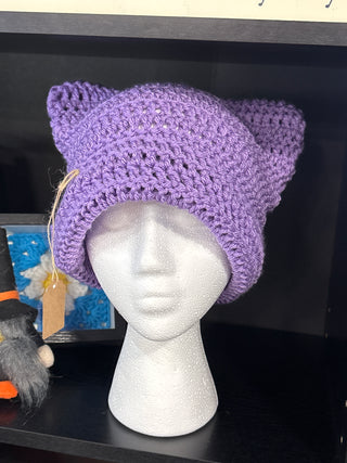 purple cat beanie