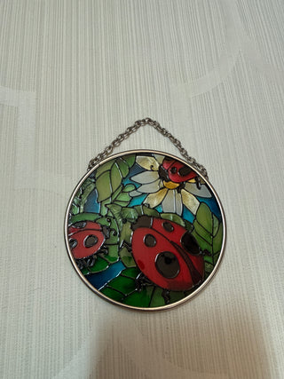 Stained Glass Suncatcher Ladybugs 3.5"