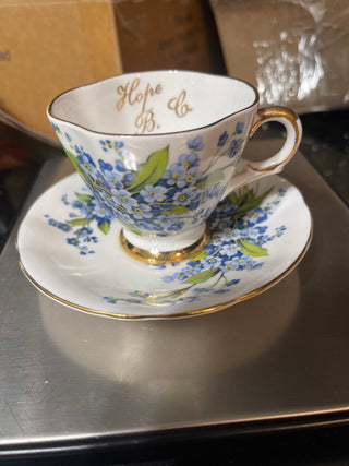 teacup blue flowers