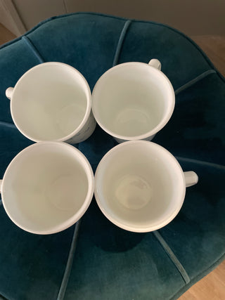Corning where white with blue flower mugs