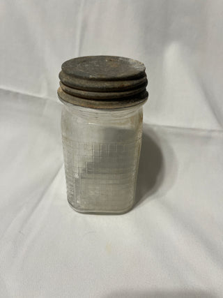 vintage small clear jar with lid