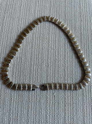 Vintage Napier Silver tone gold tone, choker style bar necklace