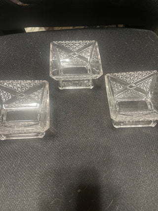 antique 1884 Ashman glass small dishes 3 pieces