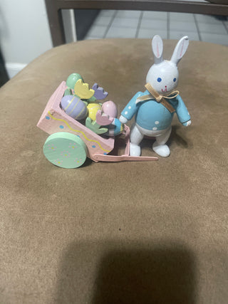 wood  bunny with egg cart rsv