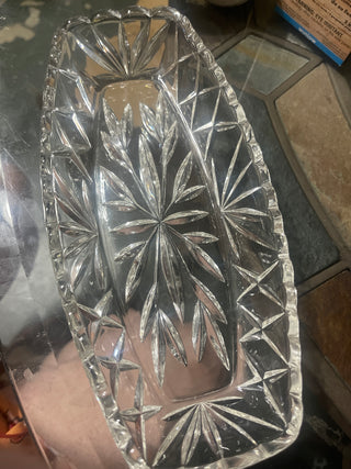clear, glass relish dish