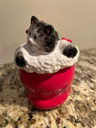 Fritz and Floyd's "Kitty Claus" Lidded Trinket Box