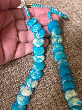 Aqua disk bead rustic necklace [BroadRoom]