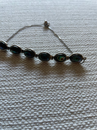 Silver two  sides bracelet turquoise, & iridescent
