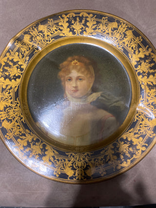Emerson Newton advertising plate woman with gold trim