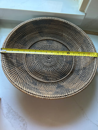 Native American Large Round Coil Basket Bowl Polychrome Arrow Head Design.