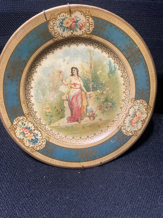 Vienna patent applied for art plates, teal and gold trim