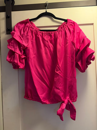 Pink ruffle top, xs