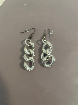 Silver link earrings