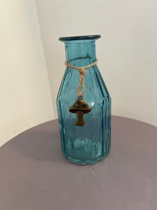 Blue vase mushroom charm
