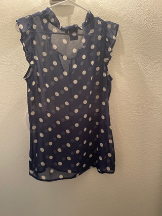 Blue with white polkadot short sleeve top