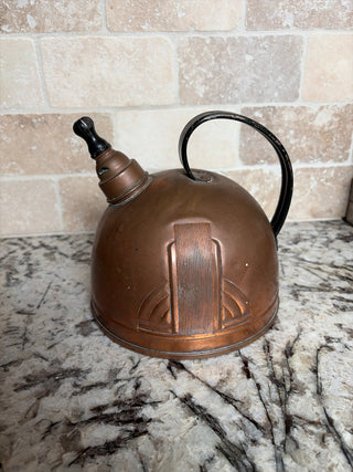 Vintage 1930s Art Deco Solid Copper "Skyscraper" Tea Kettle