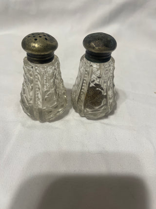 vintage clear, glass salt, and pepper shaker