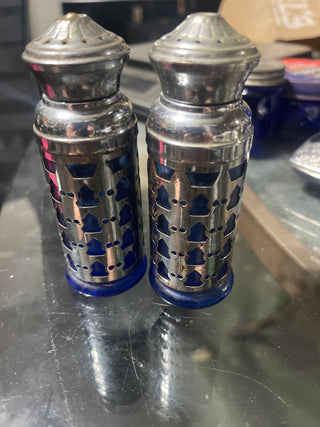 cobalt blue, large salt and pepper shakers