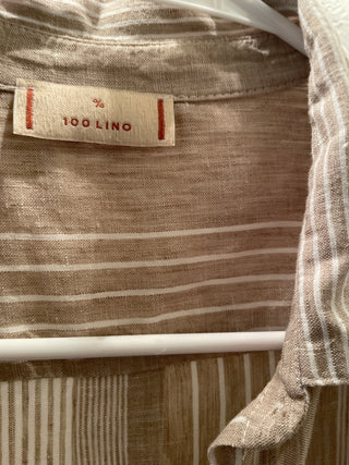 Tan and white striped linen top
