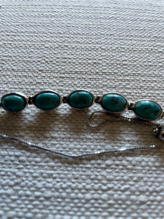 Silver two  sides bracelet turquoise, & iridescent