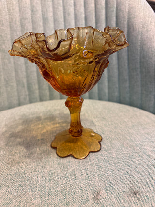 Amber Ruffled Pedestal Compote - RSV