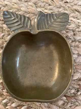 Vintage Heavy Brass Apple Coin Jewelry Trinket Tray/Dish