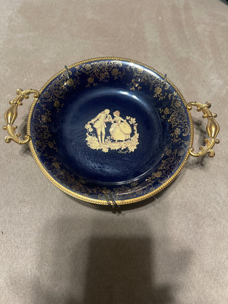 Florence limoges blue and gold trim plate