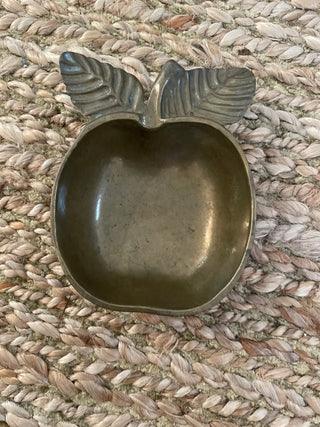 Vintage Heavy Brass Apple Coin Jewelry Trinket Tray/Dish