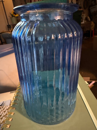 Blue glass (Cobalt?) multi-use container in stand A+