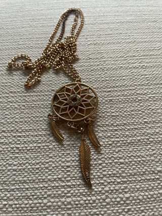 Dreamcatcher gold tone necklace