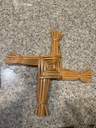 traditional St. Brigid's cross hand-woven from straw