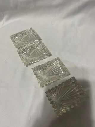 vintage clear, cut salt trays 4