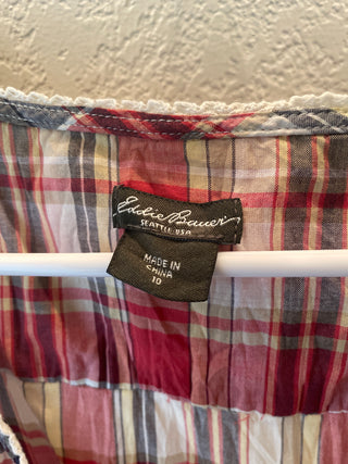 Eddie Bauer checkered dress, red and blue