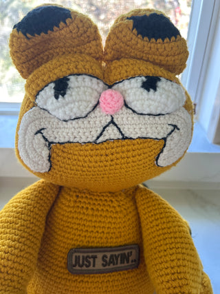 crocheted Garfield amigurumi doll