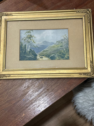 Vintage gold framed watercolor print