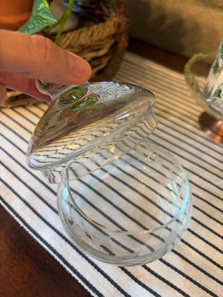 Vintage Etched Glass Covered Candy Dish