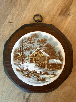 Vintage Currier & Ives Ceramic Print Wall Plaque
